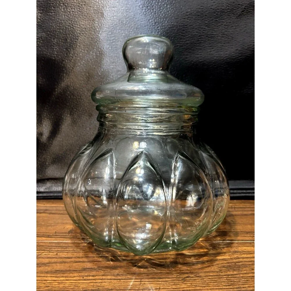 Vintage Glass Pumpkin Apothecary Jar 10